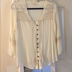 Ivory Tea n Cup Button down Blouse